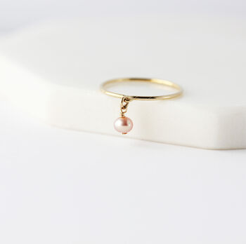 Gold Filled Rose Pearl Charm Stacking Ring, 4 of 11