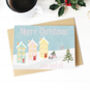 Vintage Christmas Town House Scene Greetings Card, thumbnail 1 of 8