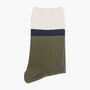 Glitter Mid Calf Ribbed Cotton Boot Socks Contrast Cuff Khaki Cream, thumbnail 3 of 3