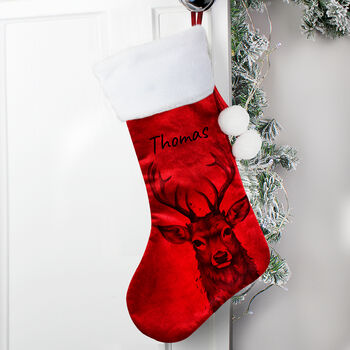 Personalised Stag Red Stocking, 3 of 3