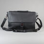 Black Leather Laptop Messenger Bag With Gunmetal Zip, thumbnail 1 of 9