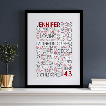 Personalised Any Age Birthday Portrait Word Art, 2 of 9