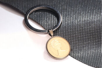 1976 50th Birthday Decimal One Penny Coin Keyring, 5 of 5