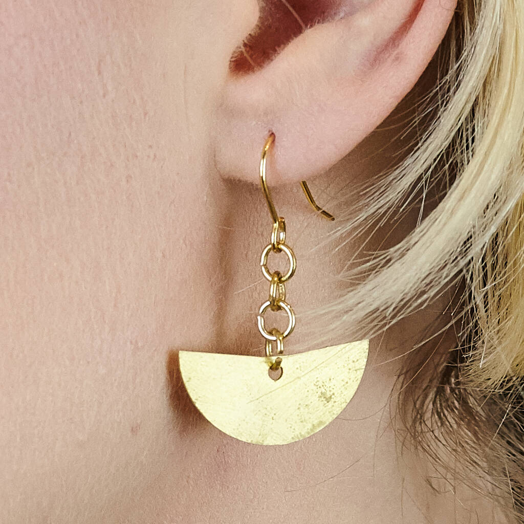Asymmetric Moon And Half Moon Earrings By Pivot