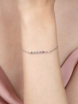 Pastel Rainbow Gemstone Bracelet In Sterling Silver And Gold, 6 of 11