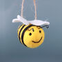 G Decor Handcrafted Queen Buzzy Bee Happy Felt Bee Christmas Tree Ornament, thumbnail 3 of 4