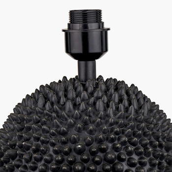 Black Ceramic Sea Urchin Table Lamp With White Shade, 3 of 9