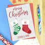 Mr And Mr Stocking Christmas Card, thumbnail 2 of 2