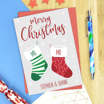 Mr And Mr Stocking Christmas Card, 2 of 2