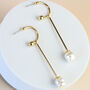 Hoop Effect Pearl Bar Drop Earrings, thumbnail 2 of 3