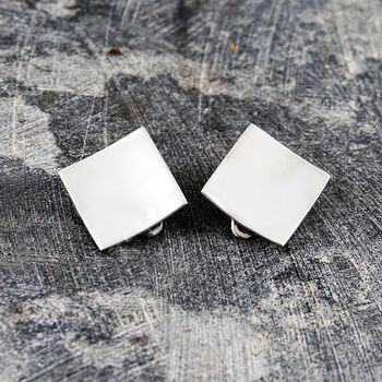 Square Clip On Gold Plated Sterling Silver Earrings, 7 of 9