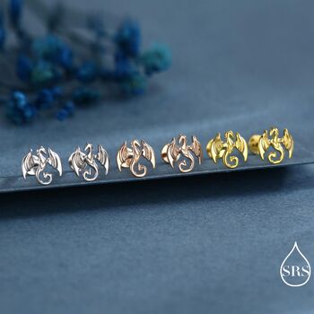 Dragon Internally Threaded Flat Back Earrings In Sterling Silver, 7 of 11