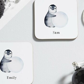 Personalised Penguin Christmas Coasters, 2 of 2