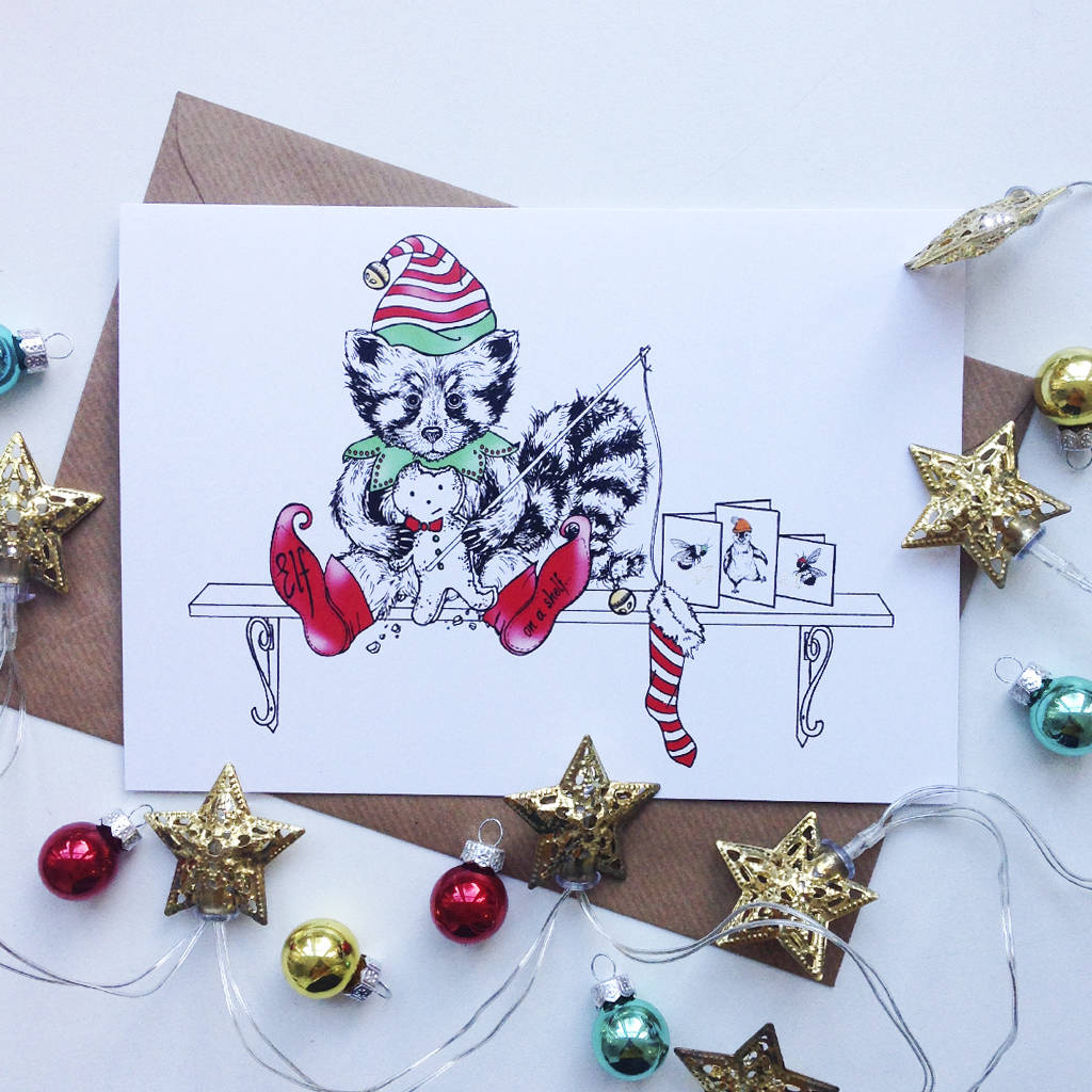 Elf On The Shelf Christmas Card