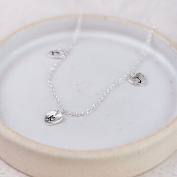 Sterling Silver Three Heart Charm Necklace, 3 of 4