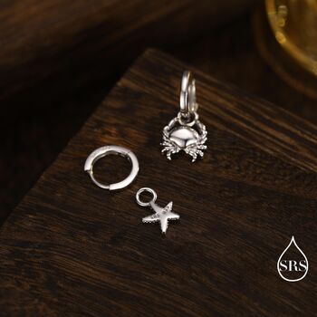 Sterling Silver Crab And Starfish Huggie Hoops, 4 of 12