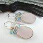 Pink Quartz Blue Topaz Cluster Earrings, thumbnail 1 of 6