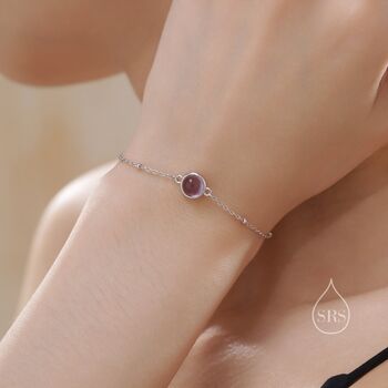 Sterling Silver Genuine Amethyst Bracelet, 6 of 12