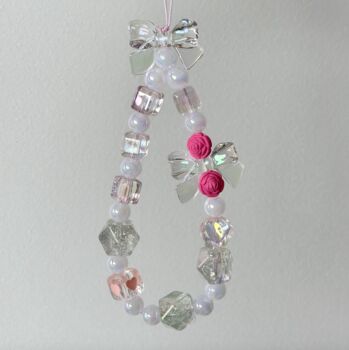 Pink Cherry Blossom Beaded Phone Charm, 3 of 3