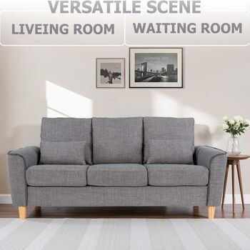 Three Seater Sofa Comfortable Fabric Sofa With Cushions, 10 of 12