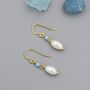 Sterling Silver Genuine Freshwater Pearl And Blue Opal Drop Earrings, thumbnail 6 of 12