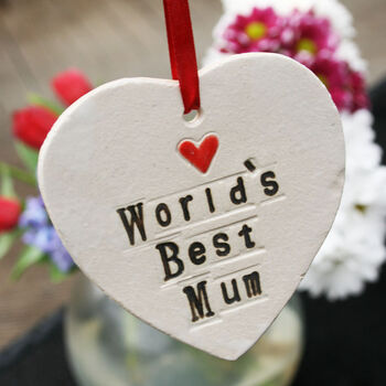 World's Best Mum Ceramic Hanging Heart, 2 of 4