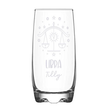 Personalised Engraved Star Sign Hi Ball Glass, 9 of 12