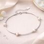 40th Birthday Sterling Silver Four Pearl Bracelet, thumbnail 2 of 5