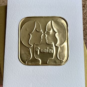 Handmade Personalised Gemini Twins Gold Birthday Card, 4 of 4