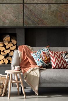 Puglia Cotton And Linen Modern, Double Sided Blanket Terracotta, 6 of 12