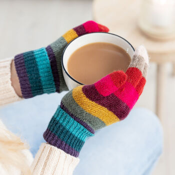 Rainbow Stripe Angora Knit Gloves, 8 of 8