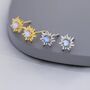 Tiny Sun Moonstone Stud Earrings In Sterling Silver, thumbnail 5 of 12
