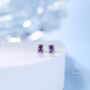 Amethyst Purple Oval Cz Stud Earrings Sterling Silver, thumbnail 2 of 12