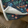Fox And Florals Soft Fleece Throw With Sherpa Backing 41021039, thumbnail 3 of 4