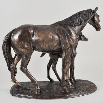 Animal Mare And Foal Horse Bronze Figurine, 5 of 5