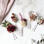 Burgundy, Rose Taupe And White Flower Hair Pins, thumbnail 4 of 6