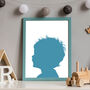 Childs Portrait For Nursery Playroom Silhouette Custom Art Print, thumbnail 4 of 8