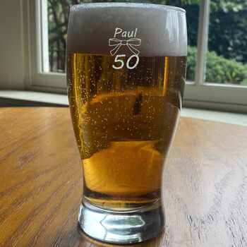 50th Birthday Bow Tie Beer Glass, 5 of 7