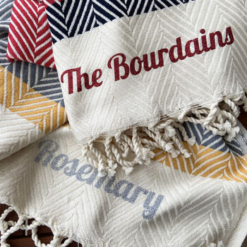 Personalised Recycled Cotton Throw, Sustainable Gift, 3 of 11