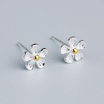 Sterling Silver Daisy Stud Earrings, 2 of 6