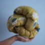 Handmade Mustard Floral Knotted Cushion, thumbnail 4 of 5