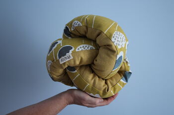 Handmade Mustard Floral Knotted Cushion, 4 of 5