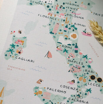Italy Inky Illustrated Map Print, 3 of 5