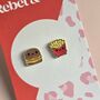 Happy Burger And Fries Enamel Stud Earrings, thumbnail 2 of 4
