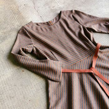 Holborn Striped Jersey Dress Grey Brown, 6 of 8
