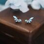 Sterling Silver Blue Opal Marquise Cluster Stud Earrings, thumbnail 5 of 12
