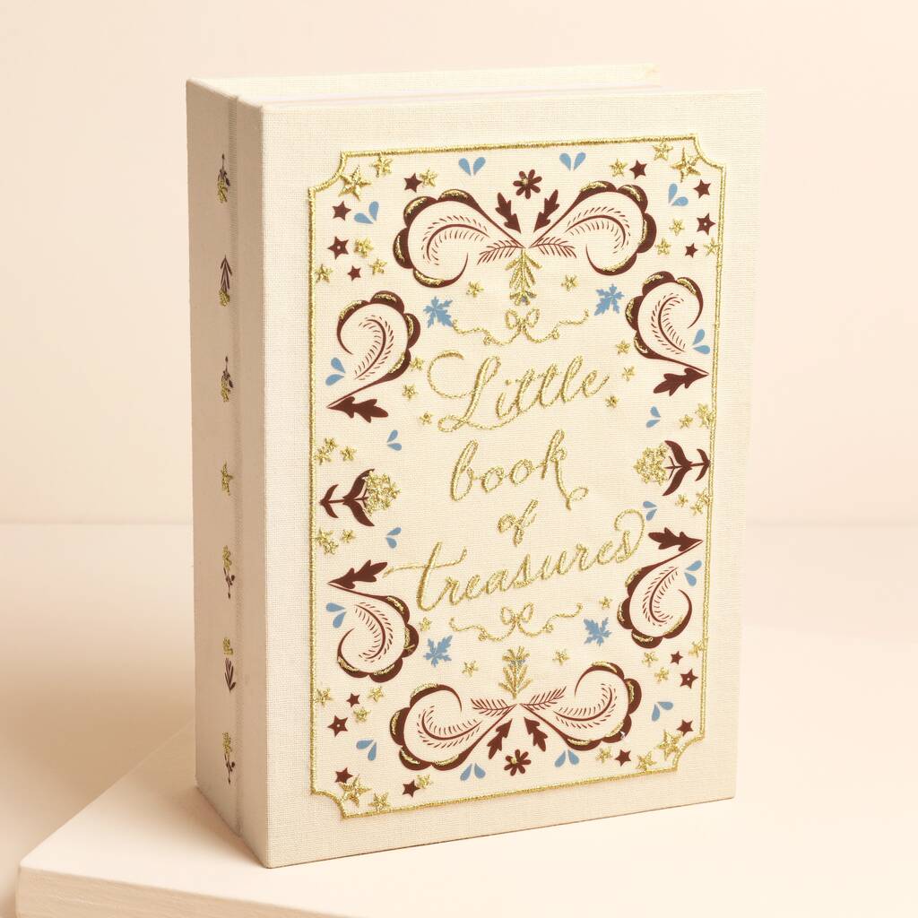 Cream Linen Book Of Treasures Novel Jewellery Box, 1 of 3