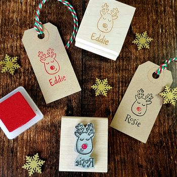Personalised Christmas Reindeer Rubber Stamp By Skull And Cross Buns ...