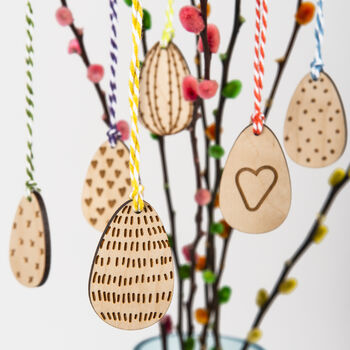 Mini Wooden Easter Egg Hanging Decorations, 4 of 5