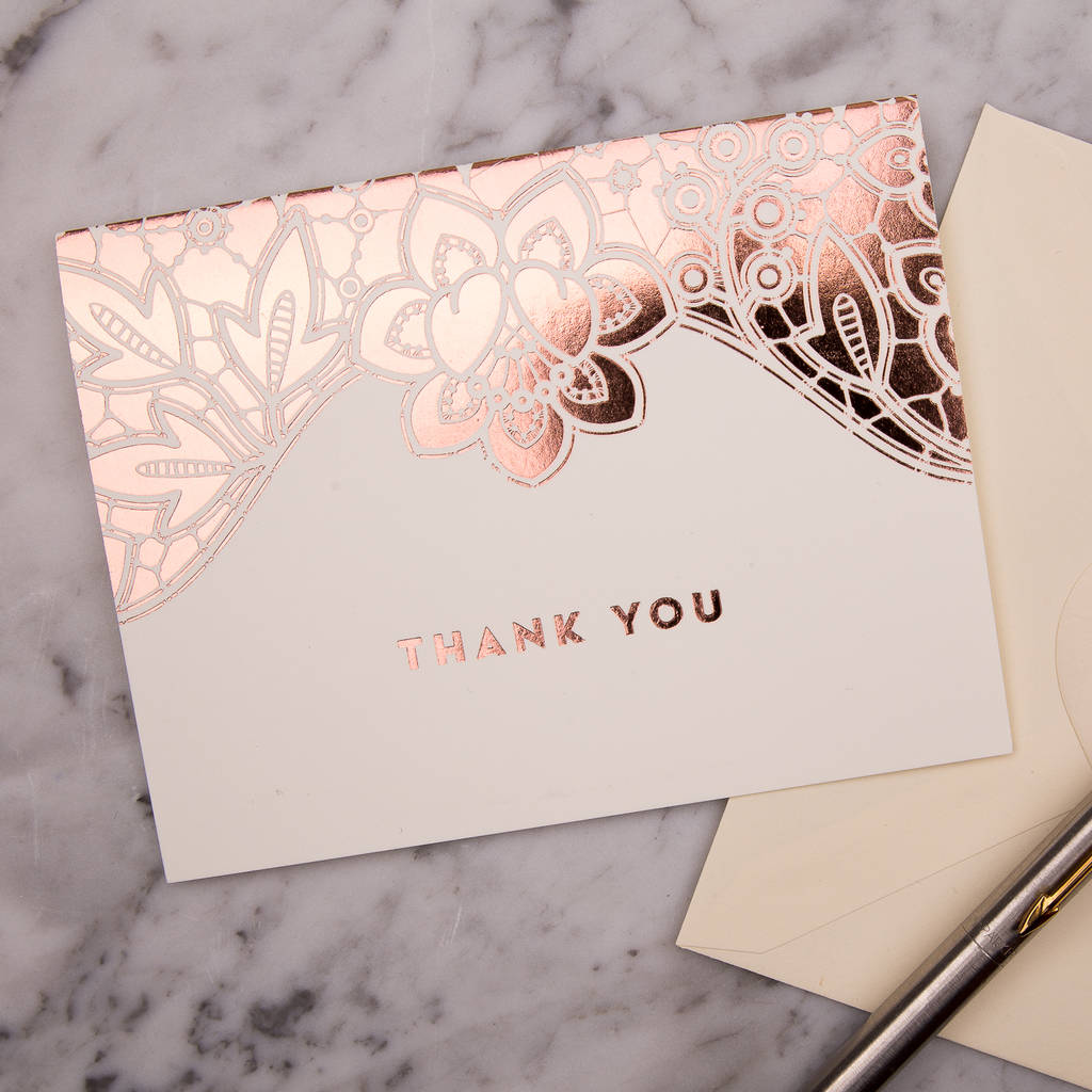 Modern Metallics Lace Foil Thank You Cards, Pack Of 10, 1 of 3